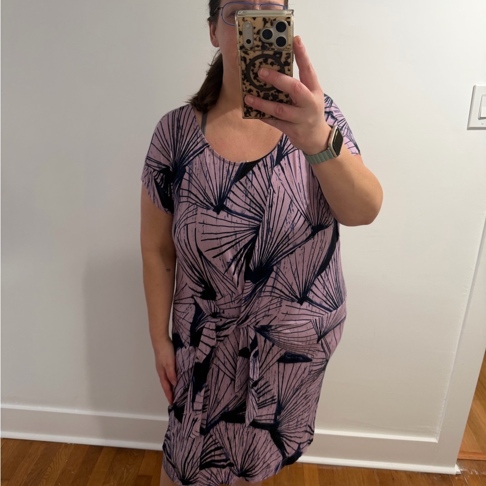 Anthropologie Maeve Purple Fan Print with knot in XL